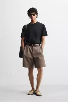 Приталенная футболка среднего веса ZARA, черный