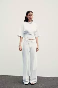 Приталенная футболка ZARA, белый