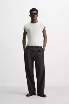 Приталенная футболка ZARA, устрично-белый