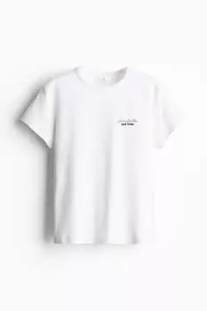 Приталенная хлопковая футболка H&M, белый