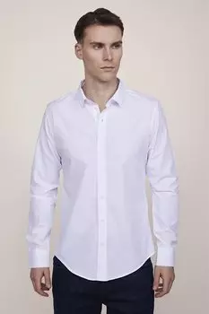 Приталенная хлопковая мужская рубашка, которую легко гладить TUDORS, белый