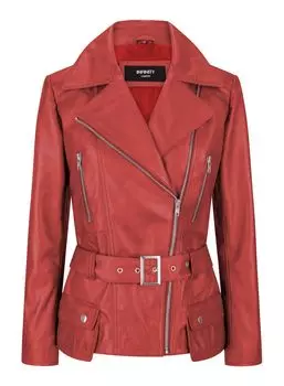 Приталенная куртка цвета загара с поясом TruClothing, красный