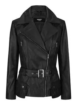 Приталенная куртка цвета загара с поясом TruClothing, черный