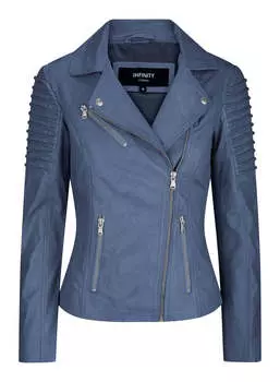 Приталенная куртка из мягкой кожи в байкерском стиле TruClothing, синий