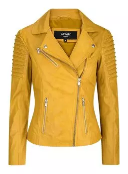 Приталенная куртка из мягкой кожи в байкерском стиле TruClothing, желтый