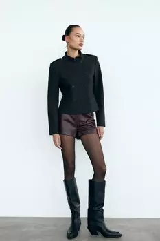 Приталенная куртка с липучками ZARA, темно-серый