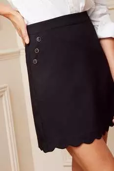 Приталенная мини-юбка с отделкой ракушками Love & Roses, черный