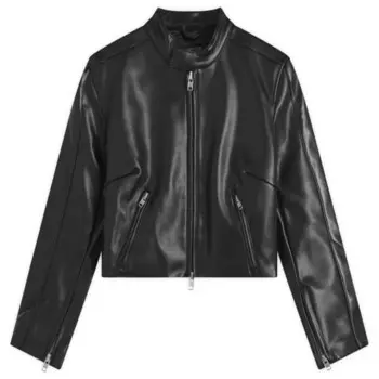 Приталенная мотокуртка Good American, черный