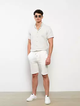 Приталенная мужская рубашка Dobby с коротким рукавом LCW Vision