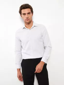 Приталенная мужская рубашка Dobby в полоску с длинным рукавом LCWAIKIKI Formal