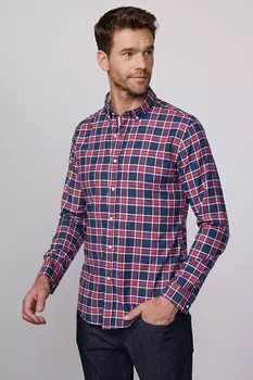 Приталенная мужская рубашка из хлопка в клетку, которую легко гладить TUDORS, смешанный