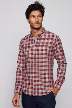 Приталенная мужская рубашка из хлопка в клетку, которую легко гладить TUDORS, смешанный