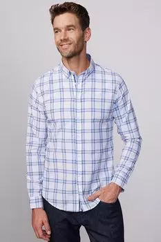 Приталенная мужская рубашка из хлопка в клетку, которую легко гладить TUDORS, смешанный