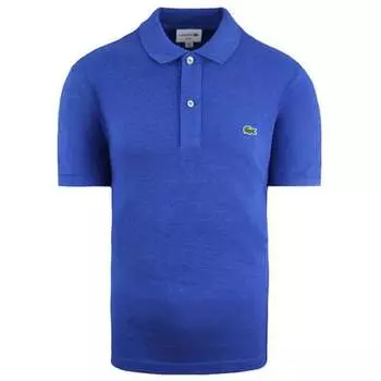 Приталенная мужская рубашка-поло синего цвета Lacoste, синий