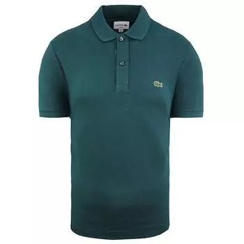 Приталенная мужская рубашка-поло синего цвета Lacoste, зеленый