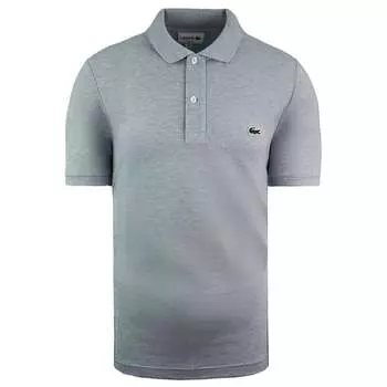 Приталенная мужская рубашка-поло светло-серого цвета Lacoste, серый