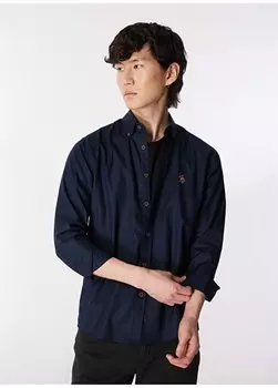 Приталенная мужская рубашка с воротником на пуговицах темно-синего цвета CEDCOLOR024Y U.S. Polo Assn., темно-синий