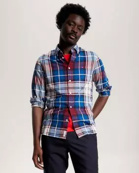Приталенная мужская рубашка в клетку Tommy Hilfiger, красный