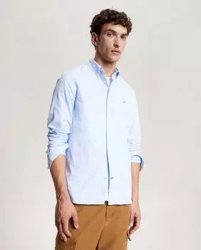 Приталенная мужская рубашка в полоску Tommy Hilfiger, светло-синий