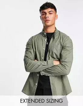 Приталенная оксфордская рубашка цвета хаки ASOS DESIGN