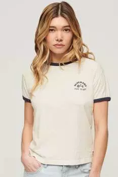 Приталенная пляжная футболка с контрастной отделкой и графикой Superdry, белый