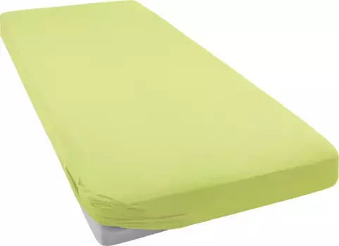 Приталенная простыня bellana "Mako-Jersey эксклюзивный размер. 90х200, 140х200 или 180х200 см", из хлопка, для матрасов высотой до 25 см, простынь плоская, простыня на подгонке 180-200х200 см, 1 шт., цвет moos