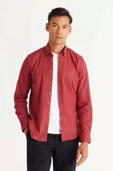 Приталенная рубашка из хлопка Ac&Co, красный