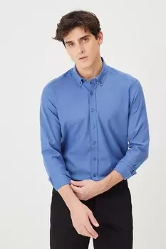 Приталенная рубашка из хлопка Ac&Co, синий