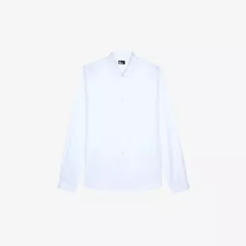 Приталенная рубашка из хлопка-пике с классическим воротником The Kooples, белый