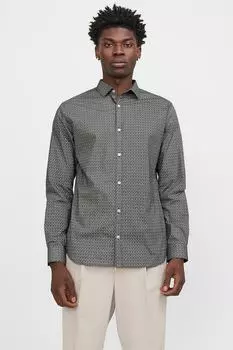 Приталенная рубашка из натурального хлопка Jack & Jones, хаки
