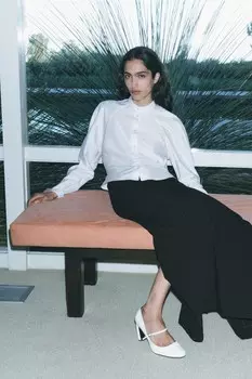 Приталенная рубашка из поплина ZARA, белый