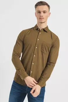 Приталенная рубашка Mysoft из хлопка Boss, зеленый