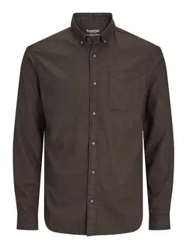 Приталенная рубашка на пуговицах JACK & JONES JJEClassic, темно-коричневый