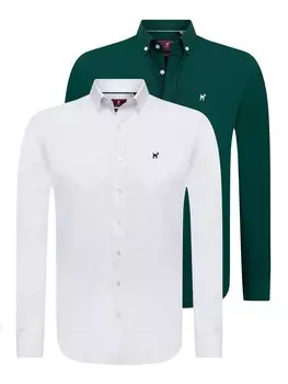 Приталенная рубашка на пуговицах Williot, цвет Dark green/White