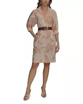 Приталенная рубашка-платье Donna Karan, оранжевый