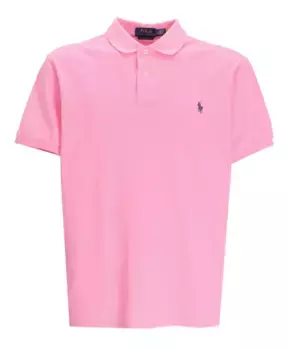 Приталенная рубашка-поло из хлопковой сетки приталенного кроя Polo Ralph Lauren, розовый