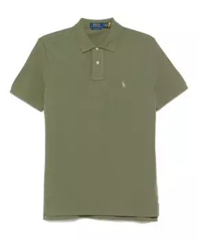 Приталенная рубашка-поло из хлопковой сетки приталенного кроя Polo Ralph Lauren, зеленый
