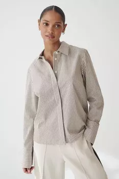 Приталенная рубашка с длинным рукавом и воротником Next, серый