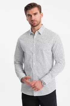 Приталенная рубашка с узором и классическим воротником Ombre, белый