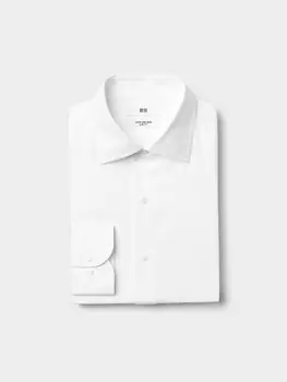 Приталенная рубашка super non-iron slim fit воротник с полуприлегающим вырезом Uniqlo, белый