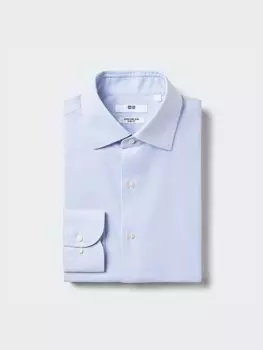 Приталенная рубашка super non-iron slim fit в полоску Uniqlo, цвет 63 синий