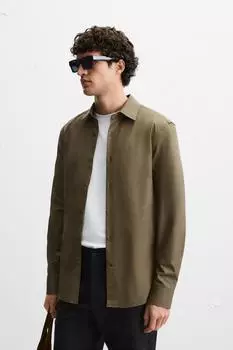 Приталенная рубашка ZARA, хаки