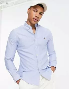 Приталенная синяя оксфордская рубашка Polo Ralph Lauren