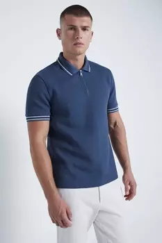 Приталенная стеганая рубашка поло River Island, синий