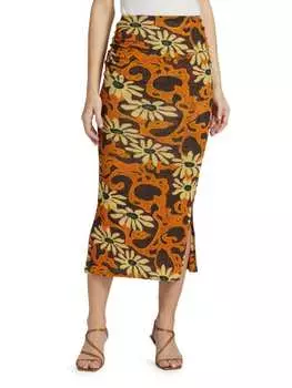 Приталенная юбка миди с цветочным принтом sibi Nanushka Brown multi