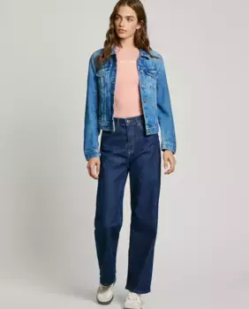 Приталенная женская джинсовая куртка с эффектом потертости Pepe Jeans, синий