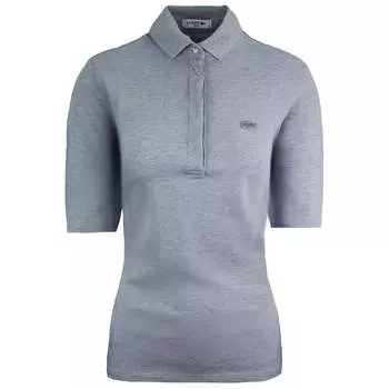 Приталенная женская рубашка-поло светло-серого цвета Lacoste, синий