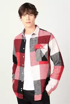 Приталенная зимняя мужская красочная рубашка в большую клетку с большим карманом Lumberjack TUDORS, черный