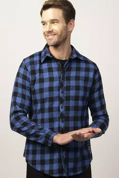 Приталенная зимняя мужская рубашка в клетку с рисунком лесоруба TUDORS, саксофон