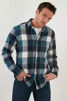 Приталенная зимняя рубашка в клетку с длинными рукавами CF21W112844 Buratti, масло